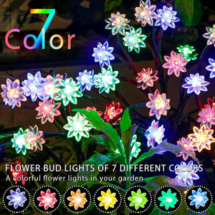 2 Pack Solar Outdoor Waterproof Garden Flowers Lights for Outside Yard Lawn Patio Decor