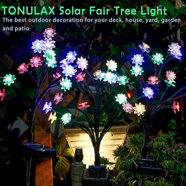 2 Pack Solar Outdoor Waterproof Garden Flowers Lights for Outside Yard Lawn Patio Decor