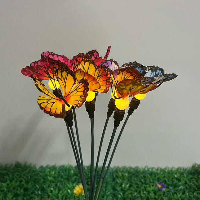 2 Pack Solar Garden Lights Swaying Butterfly Solar Outdoor Lights for Yard Patio Pathway Yard