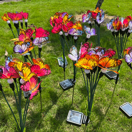 2 Pack Solar Garden Lights Swaying Butterfly Solar Outdoor Lights for Yard Patio Pathway Yard