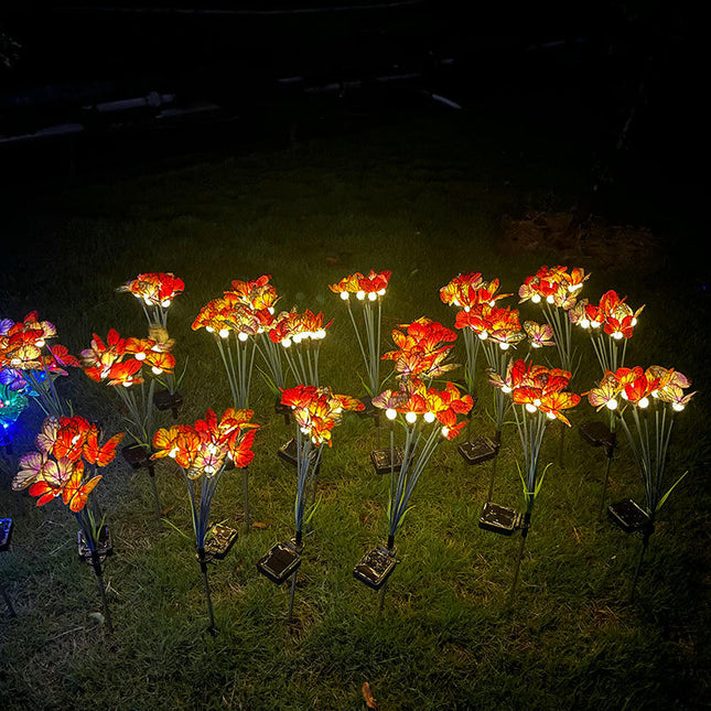 2 Pack Solar Garden Lights Swaying Butterfly Solar Outdoor Lights for Yard Patio Pathway Yard