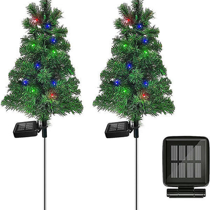 2 Pack Solar Christmas Tree Lights Garden Outdoor Waterproof Lights for Patio Yard Lawn Decor