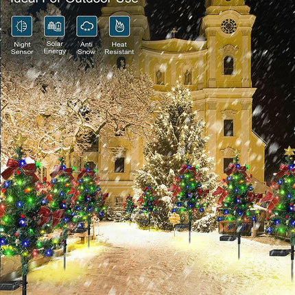 2 Pack Solar Christmas Tree Lights Garden Outdoor Waterproof Lights for Patio Yard Lawn Decor