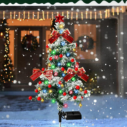 2 Pack Solar Christmas Tree Garden Outdoor Waterproof Stake Lights for Garden Yard Pathway Patio