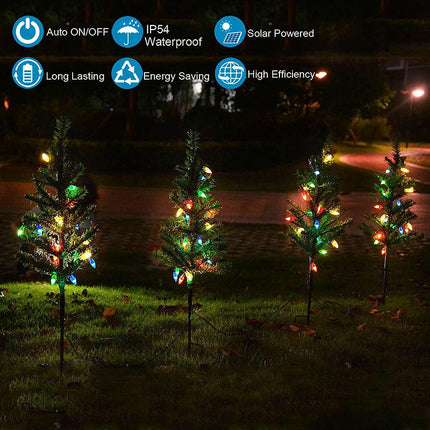 2 Pack Solar Christmas Tree Lights Garden Outdoor Waterproof Lights for Patio Yard Lawn Decor