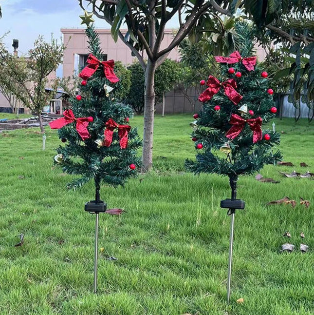2 Pack Solar Christmas Tree Lights Garden Outdoor Waterproof Lights for Patio Yard Lawn Decor