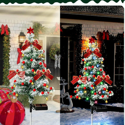 2 Pack Solar Christmas Tree Garden Outdoor Waterproof Stake Lights for Garden Yard Pathway Patio