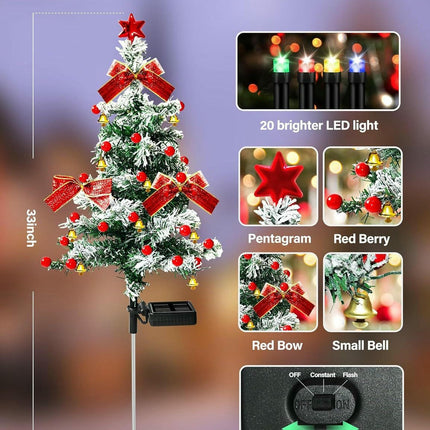 2 Pack Solar Christmas Tree Garden Outdoor Waterproof Stake Lights for Garden Yard Pathway Patio