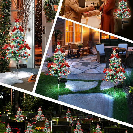 2 Pack Solar Christmas Tree Garden Outdoor Waterproof Stake Lights for Garden Yard Pathway Patio