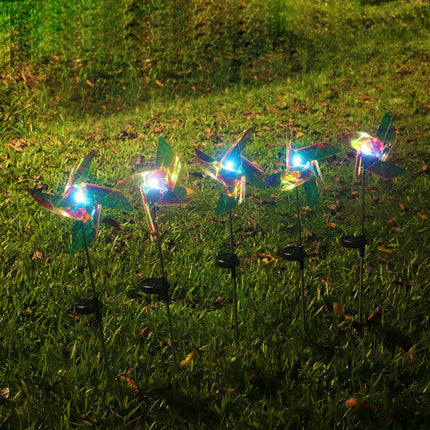2 Pack Solar Garden Outdoor Windmill Lights Solar Landscape Lights for Yard Patio Decor