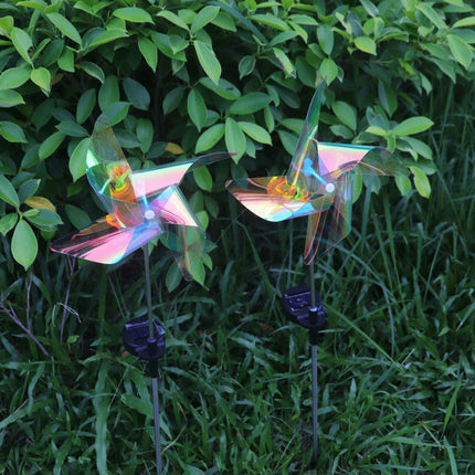 2 Pack Solar Garden Outdoor Windmill Lights Solar Landscape Lights for Yard Patio Decor