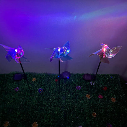 2 Pack Solar Garden Outdoor Windmill Lights Solar Landscape Lights for Yard Patio Decor