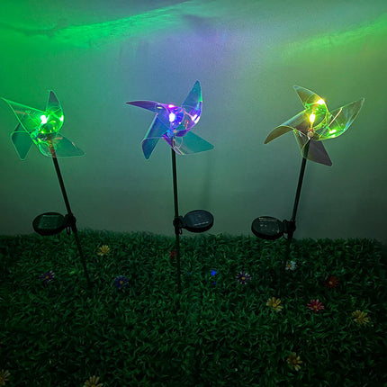 2 Pack Solar Garden Outdoor Windmill Lights Solar Landscape Lights for Yard Patio Decor