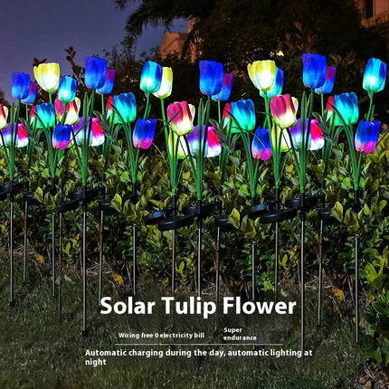 2 Pack Solar Tulips Lights Outdoor Garden Decor Waterproof Lights for Garden Patio Lawn Decor