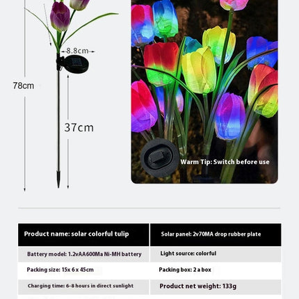 2 Pack Solar Tulips Lights Outdoor Garden Decor Waterproof Lights for Garden Patio Lawn Decor