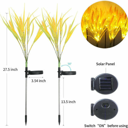 2 Pack Solar Wheat Ear Lights Outdoor Garden Waterproof Lights for Patio Yard Lawn Decor