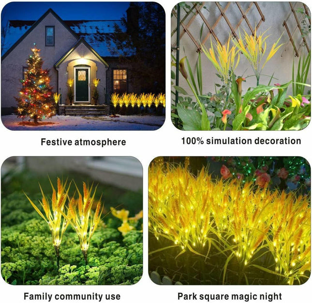 2 Pack Solar Wheat Ear Lights Outdoor Garden Waterproof Lights for Patio Yard Lawn Decor