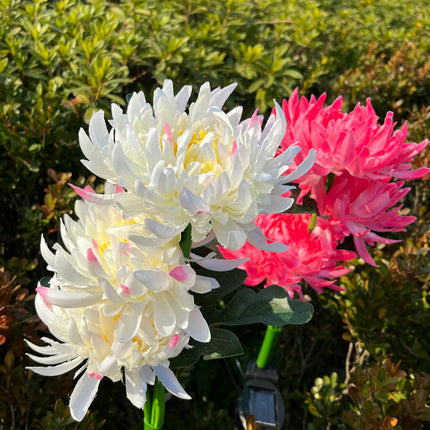 2 Pack Chrysanthemum Flower Waterproof LED Powered Lights for Pathway Lawn Yard Cemetery