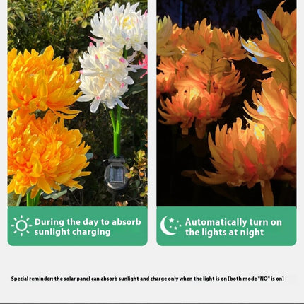 2 Pack Chrysanthemum Flower Waterproof LED Powered Lights for Pathway Lawn Yard Cemetery
