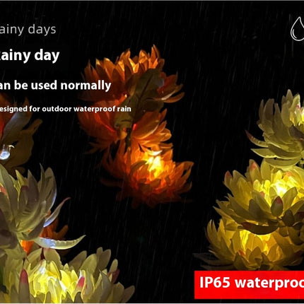 2 Pack Chrysanthemum Flower Waterproof LED Powered Lights for Pathway Lawn Yard Cemetery