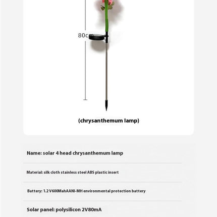 2 Pack Chrysanthemum Flower Waterproof LED Powered Lights for Pathway Lawn Yard Cemetery