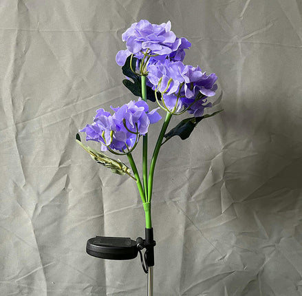 2 Pack Solar Outdoor Hydrangea Flower Waterproof Lights for Pathway Lawn Yard Decor