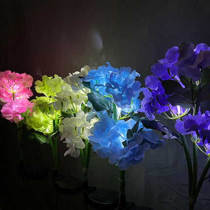 2 Pack Solar Outdoor Hydrangea Flower Waterproof Lights for Pathway Lawn Yard Decor