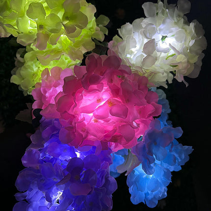 2 Pack Solar Outdoor Hydrangea Flower Waterproof Lights for Pathway Lawn Yard Decor