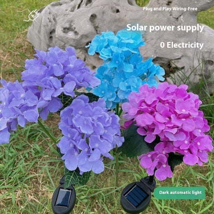 2 Pack Solar Outdoor Hydrangea Flower Waterproof Lights for Pathway Lawn Yard Decor