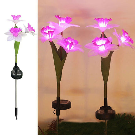 2 Pack Solar Daffodil Flower Lights Waterproof Solar Lights for Garden Outside Patio Yard Decor