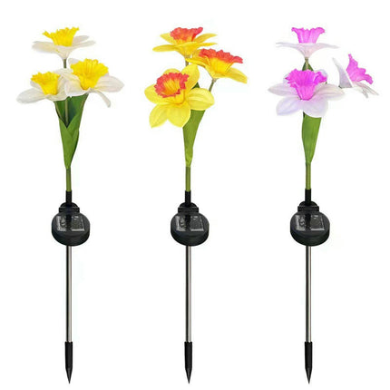 2 Pack Solar Daffodil Flower Lights Waterproof Solar Lights for Garden Outside Patio Yard Decor