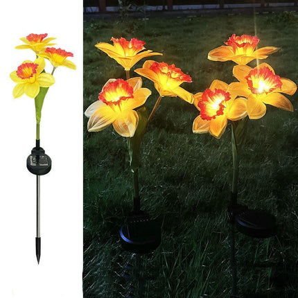 2 Pack Solar Daffodil Flower Lights Waterproof Solar Lights for Garden Outside Patio Yard Decor
