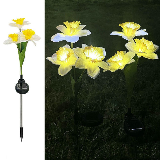 2 Pack Solar Daffodil Flower Lights Waterproof Solar Lights for Garden Outside Patio Yard Decor