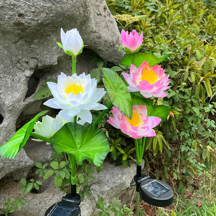 2 Pack Solar Outdoor Waterproof Garden Lights Solar Lotus Flowers Lights for Yard Garden Patio