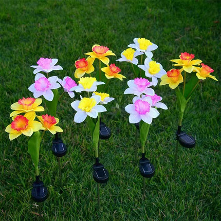 2 Pack Solar Daffodil Flower Lights Waterproof Solar Lights for Garden Outside Patio Yard Decor