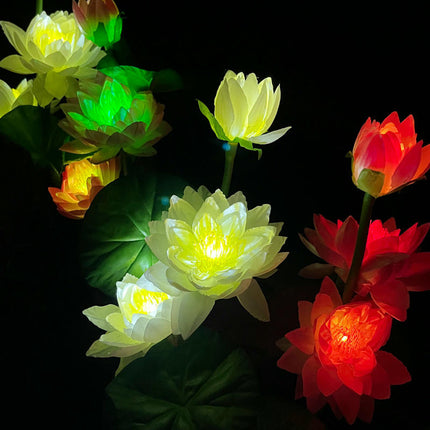 2 Pack Solar Outdoor Waterproof Garden Lights Solar Lotus Flowers Lights for Yard Garden Patio