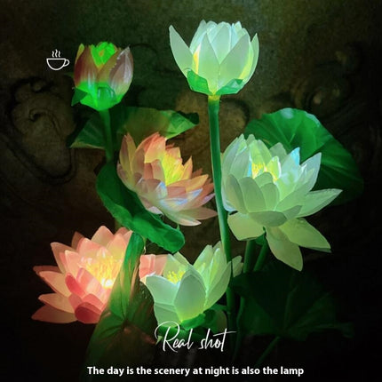 2 Pack Solar Outdoor Waterproof Garden Lights Solar Lotus Flowers Lights for Yard Garden Patio
