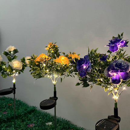 2 Pack Carnation Flower Solar Lights Outdoor Garden Waterproof Solar Lights for Yard Garden Patio