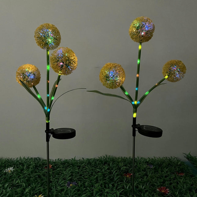 2 Pack Solar Dandelion Flowers Lights Outdoor Waterproof Solar Lights for Garden Patio Decor