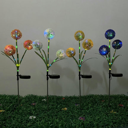 2 Pack Solar Dandelion Flowers Lights Outdoor Waterproof Solar Lights for Garden Patio Decor
