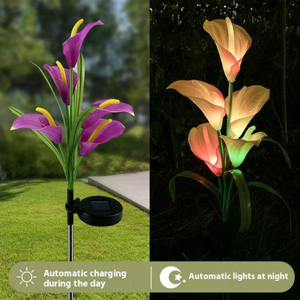 Solar Calla Lily Flowers Lights Outdoor Waterproof Solar Lights for Garden Patio Decor