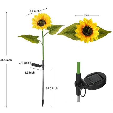 2 Pack Solar Sunflower Lights Waterproof Outdoor Garden Lights for Patio Yard Pathway Decor