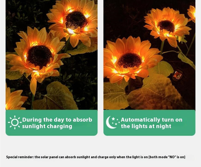 2 Pack Solar Sunflower Lights Waterproof Outdoor Garden Lights for Patio Yard Pathway Decor
