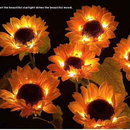 2 Pack Solar Sunflower Lights Waterproof Outdoor Garden Lights for Patio Yard Pathway Decor