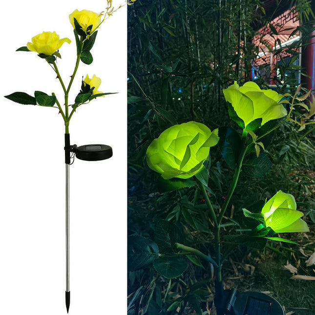 2 Pack Solar Lights Outdoor Waterproof Rose Flowers Lights for Outside Patio Yard Pathway