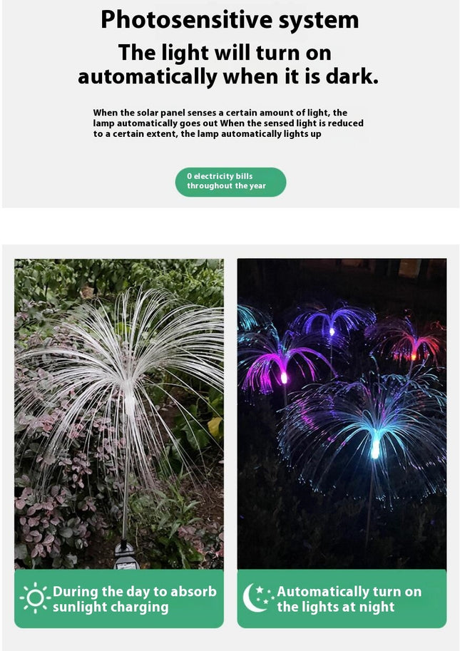 3 Pack Solar Outdoor Lights Waterproof Changing Jellyfish Solar Flower Lights for Yard Garden Decor