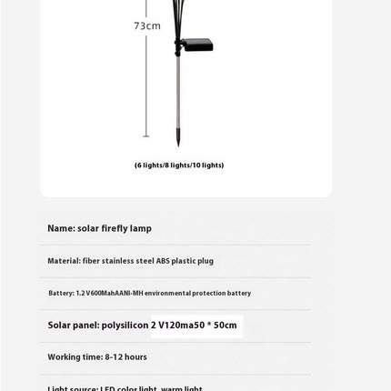 4-Pack Solar Garden Lights LED Firefly Lights Outdoor Waterproof Solar Lights for Garden Decorations