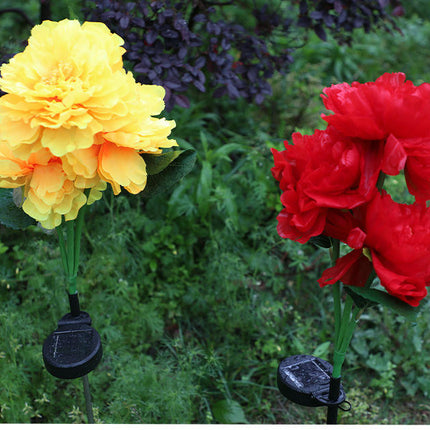 2 Pcs Solar Outdoor Lights Peony Flowers Decorative Solar Lights for Outside Garden Decor