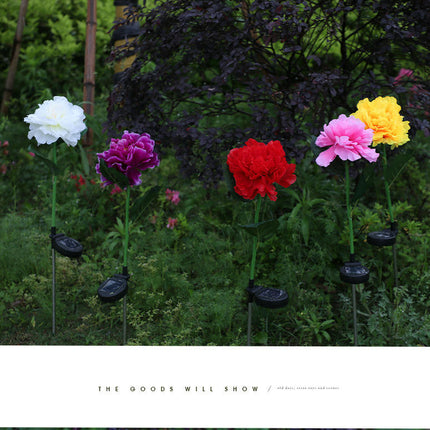 2 Pcs Solar Outdoor Lights Peony Flowers Decorative Solar Lights for Outside Garden Decor
