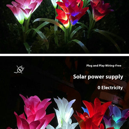 Solar Lights Outdoor Garden Lily Flowers Solar Lights for Outside Yard Patio Decor